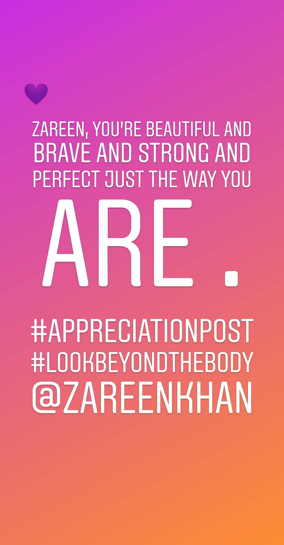 Zareen had been trolled over a photo where her stretch marks were visible.