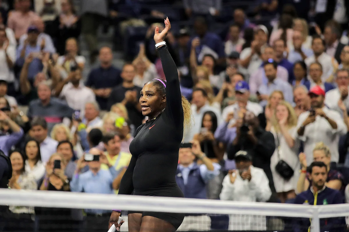 Serena Williams, of the United States, reacts after defeating Elina Svitolina, of Ukraine, during the semifinals of the U.S. Open tennis championships Thursday, Sept. 5, 2019, in New York.