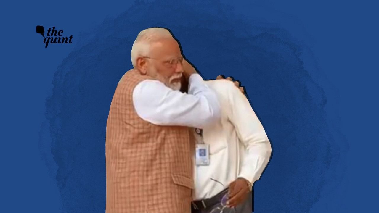 PM Narendra Modi consoles ISRO Chief K Sivan after India’s Chandrayaan setback.&nbsp;