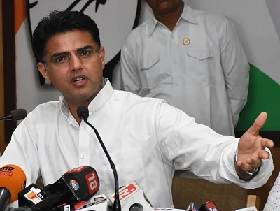 Jaipur: Rajasthan Deputy Chief Minister Sachin Pilot addresses a press conference at the Congress office in Jaipur, on May 17, 2019. (Photo: Ravi Shankar Vyas/IANS)