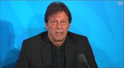 United Nations: Pakistan Prime Minister Imran Khan addresses at the Climate Action Summit 2019 during the 74th session of the UN General Assembly (UNGA 74) at United Nations on Sep 23, 2019. (Photo: IANS/United Nations)