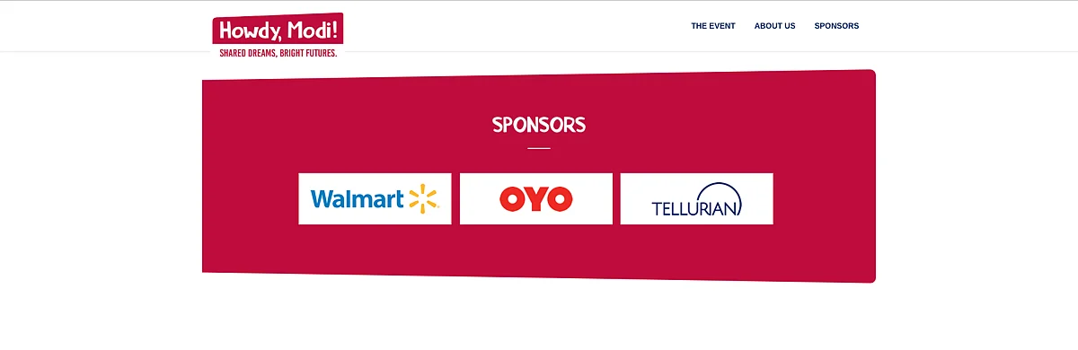 Howdy Modi’s official website lists Tellurian as one of its sponsors