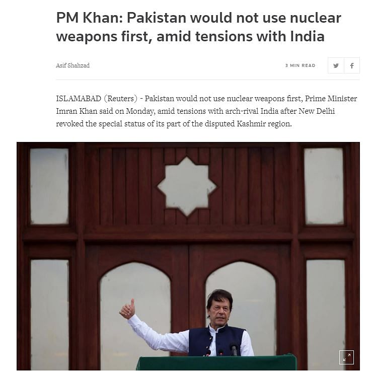 Khan said that Pakistan would not be the aggressor amid the current tensions between the two nations.