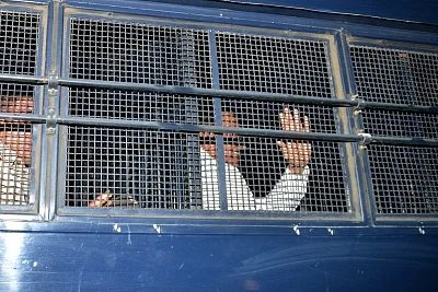 New Delhi: Former Union Minister P. Chidambaram who was arrested by the CBI in the INX Media case last month and had undergone interrogation, being taken to Tihar Jail after a court sent him to 14 days judicial custody in the case, in New Delhi on Sep 5, 2019. The senior Congress leader will be lodged in Tihar Jail till September 19. (Photo: IANS)