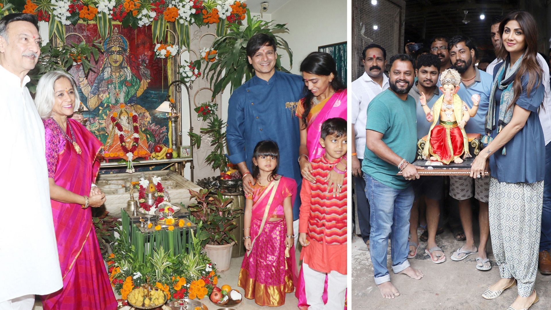 Vivek Oberoi and Shilpa Shetty celebrate Ganesh Chaturthi.
