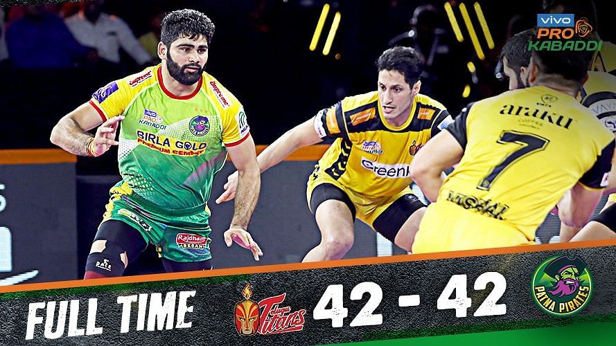 Telugu Titans played out a highly entertaining 42-42 tie against Patna Pirates.