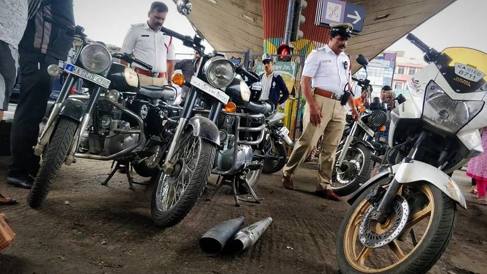 Bengaluru traffic police have seized more than 1,156 modified motorcycle silencers in just three days, as part of a special drive.