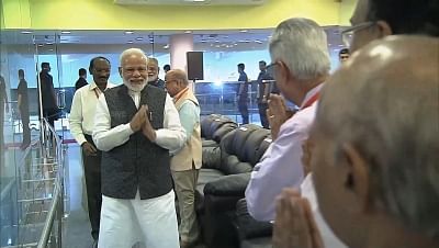 Bengaluru: Prime Minister Narendra Modi arrives at ISRO Centre to witness the landing of India