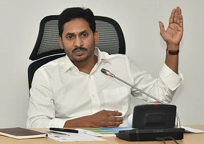 Vijayawada: Andhra Pradesh Chief Minister Y.S. Jagan Mohan Reddy chairs a meeting to review flood situation in Godavari and Krishna rivers, in Vijayawada on Aug 14, 2019. (Photo: IANS)