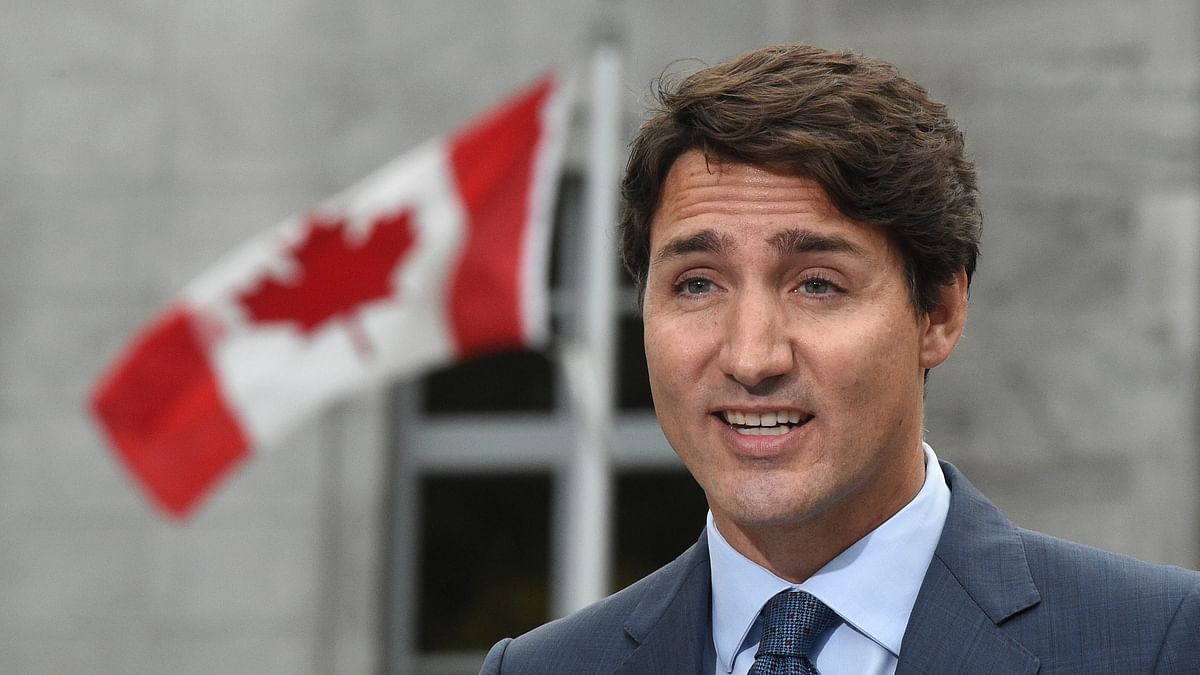 Liberal Leader Justin Trudeau talks to media at Rideau Hall in Ottawa.
