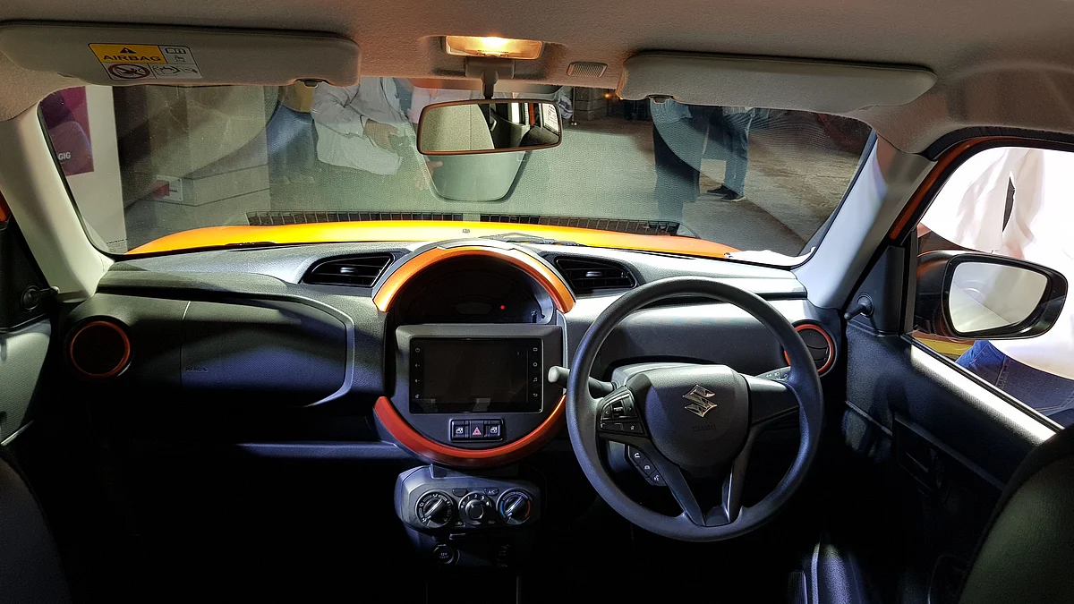 The S-Presso has a centrally-mounted instrument panel.