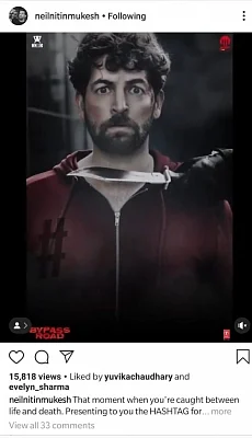 Actor Neil Nitin Mukesh on Tuesday unveiled the motion poster of his upcoming film "ByPass Road". In the poster, Neil is looking scared as a knife is placed right near his neck.