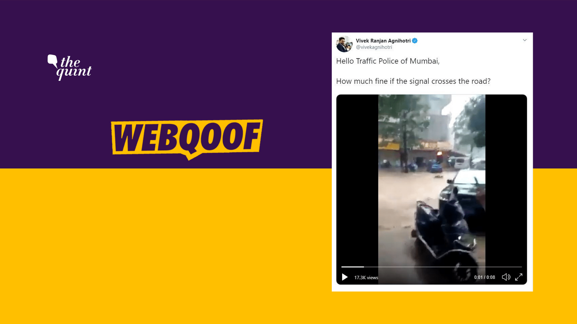 Agnihotri implied that the video is of Mumbai street, which faced widespread flooding on Wednesday, 4 September.