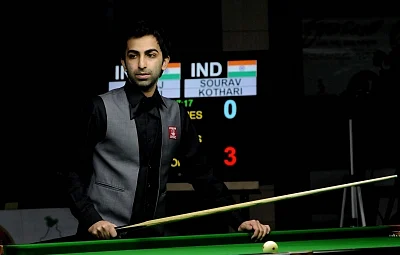 Bengaluru: Pankaj Advani of India ​during BSF World Billiards Championship in 500 long-up format, in Bengaluru on Dec 7, 2016. (Photo: IANS)
