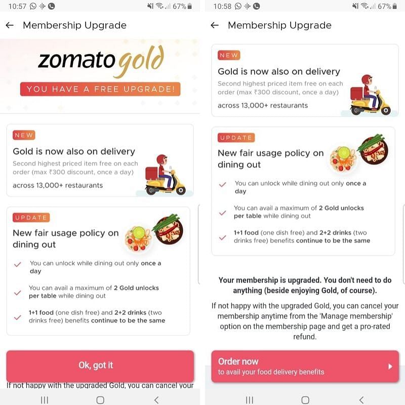 The revised changes made to Gold scheme by Zomato now offers special benefits to members ordering food.