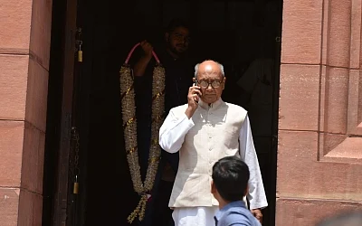 New Delhi: Congress MP Digvijaya Singh at Parliament, in New Delhi on Aug 9, 2018. (Photo: IANS)