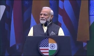 Houston: Prime Minister Narendra Modi addresses during the