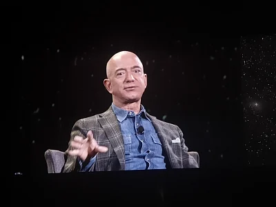 Las Vegas: Jeff Bezos during on-stage talk at Amazon re: Mars conference in Las Vegas on June 6, 2019. (Photos: IANS)