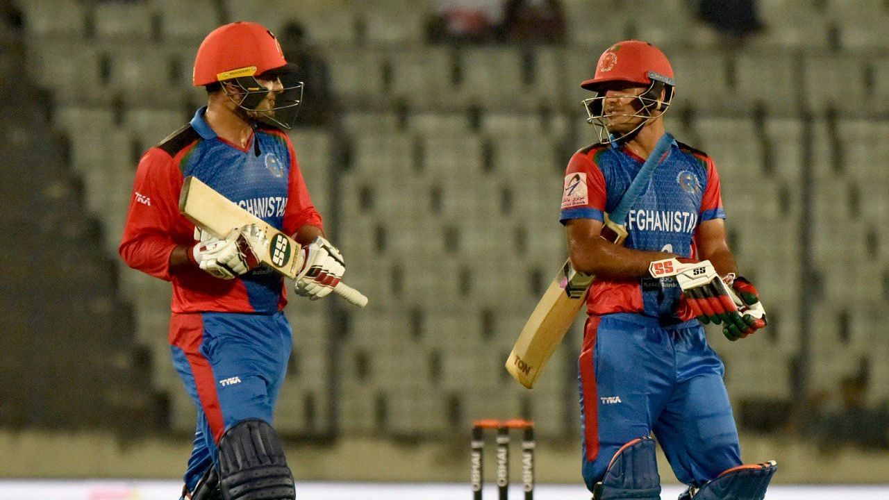 The pair of Nabi (left) and Zadran batted till the end of the innings,