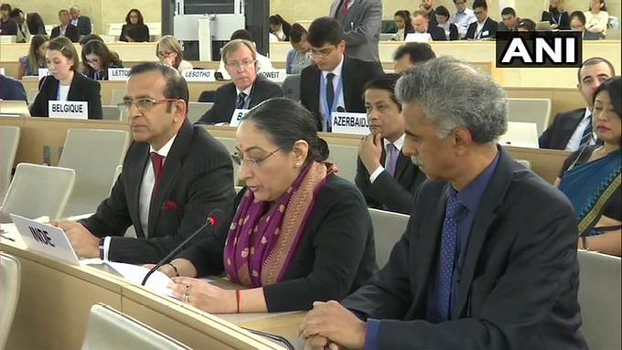 Vijay Thakur Singh, Secretary (East) at the UNHRC session in Geneva.