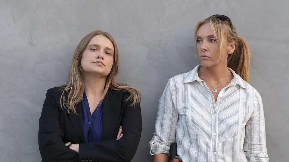 Merritt Wever and Toni Collette in a scene from <i>Unbelievable</i>.