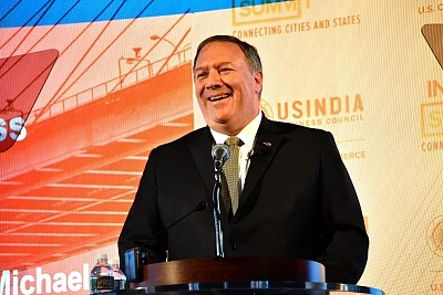 United States Secretary of State Mike Pompeo delivers the keynote address to the India Ideas Summit of the US-India Business Council in Washington on Wednesday, June 12, 2019. (Photo: StateDept/IANS)