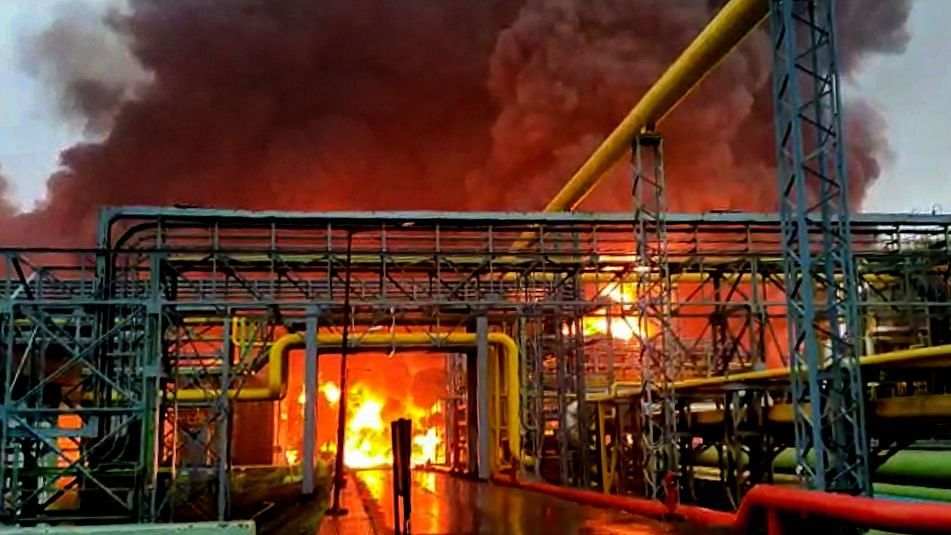 A massive fire broke out inside a plant run by the oil and gas major in Uran, near Navi Mumbai, Tuesday morning.