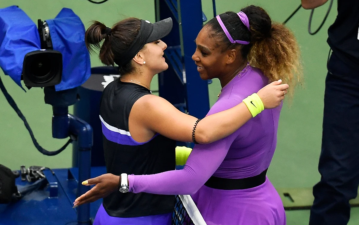 After a hug from a smiling Serena Williams at the net, Bianca Andreescu kissed the blue court and rolled onto her back, soaking in the applause.