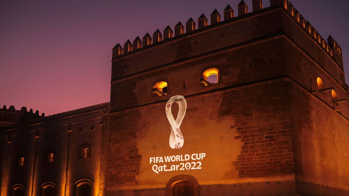 The reveal came at 2022 local time (8:22 pm) in Doha and the image was projected onto buildings in Doha.