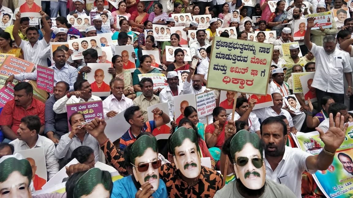 More than 35,000 people marched in Bengaluru against the BJP’s vendetta politics.&nbsp;