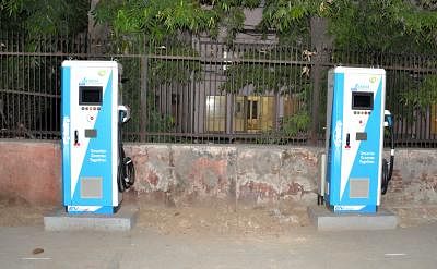 New Delhi: An electric vehicle charging station atÃ¯Â¿Â½Rafi Marg in New Delhi on July 10, 2019. (Photo: IANS)