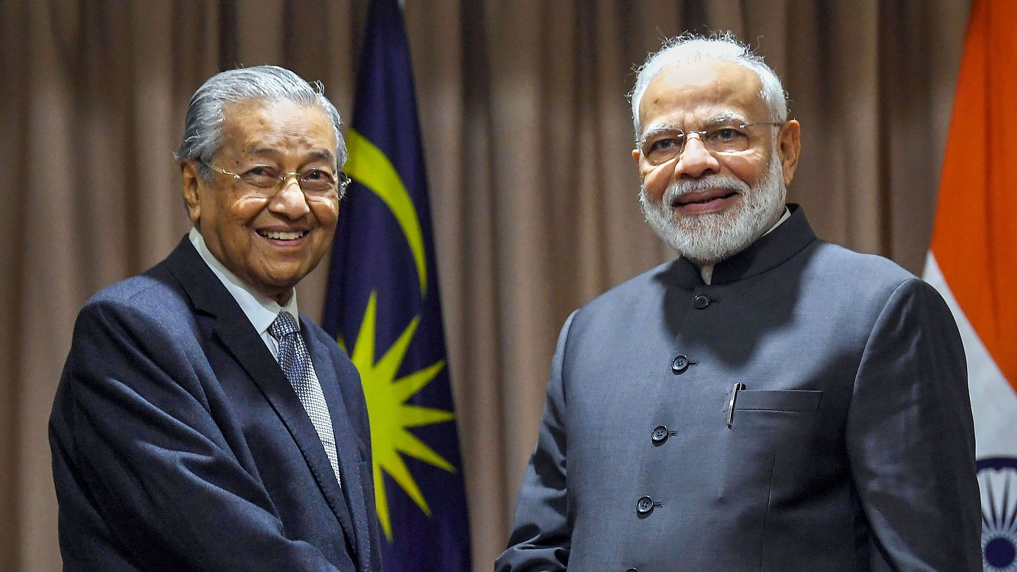 Prime Minister Narendra Modi with his Malaysian counterpart Mahathir Mohamad, on the sidelines of fifth Eastern Economic Forum, at Vladivostok, in Russia.