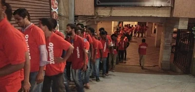Zomato delivery executives. (Photo: IANS)