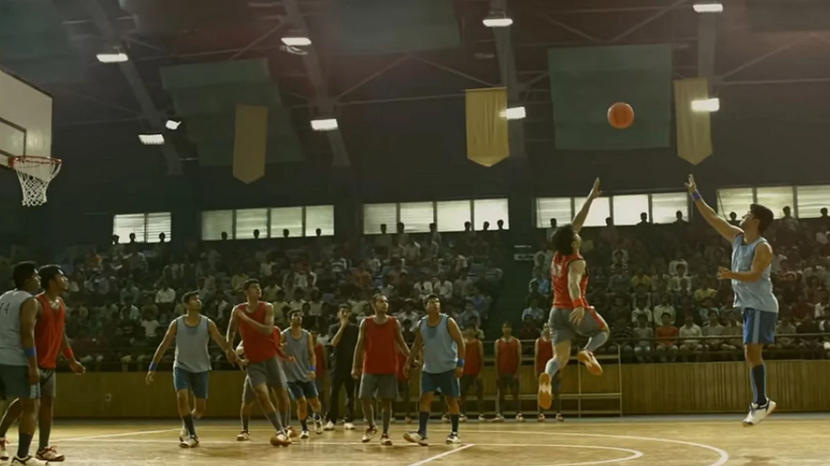 Sushant Singh Rajput during the basketball match.