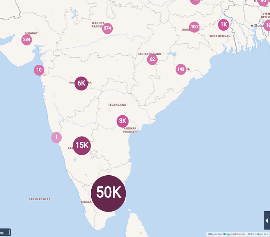 The image shows the number of times the hashtag #StopHindiImposition was used between Saturday afternoon and Monday evening. 