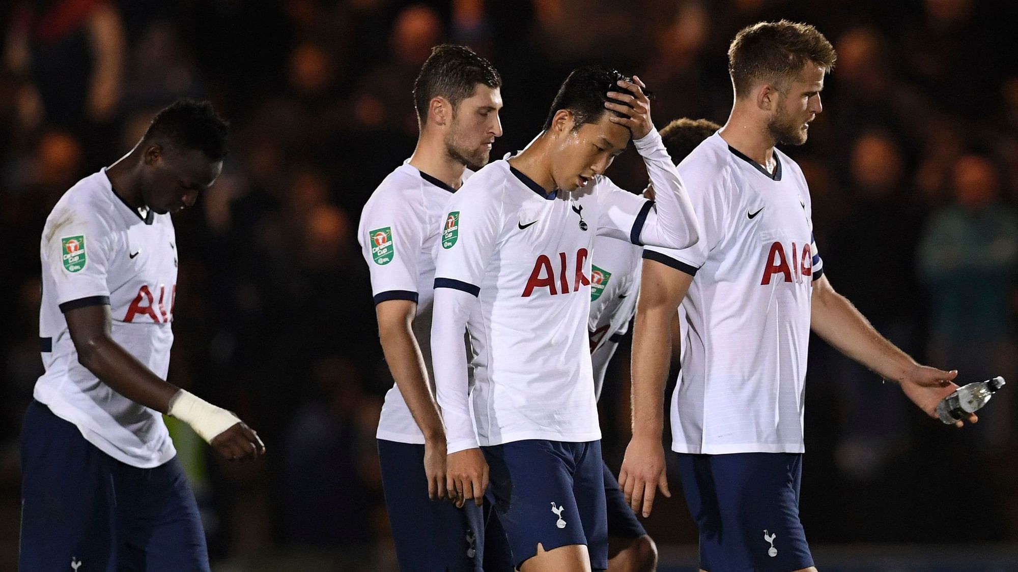 Tottenham was eliminated from the English League Cup by fourth-tier Colchester after a penalty shootout.