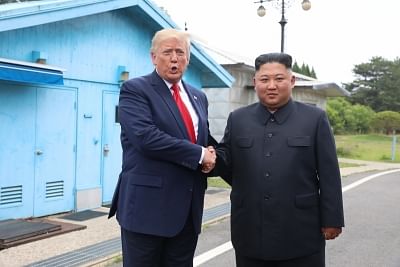 Panmunjom, June 30, 2019  U.S. President Donald Trump meets with Kim Jong Un, top leader of the Democratic People
