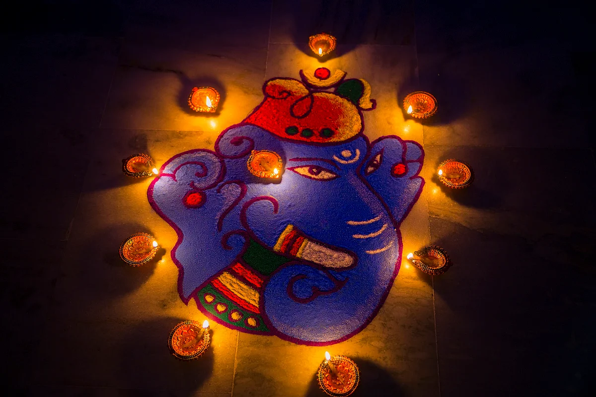 Rangoli design for Ganesh festival.