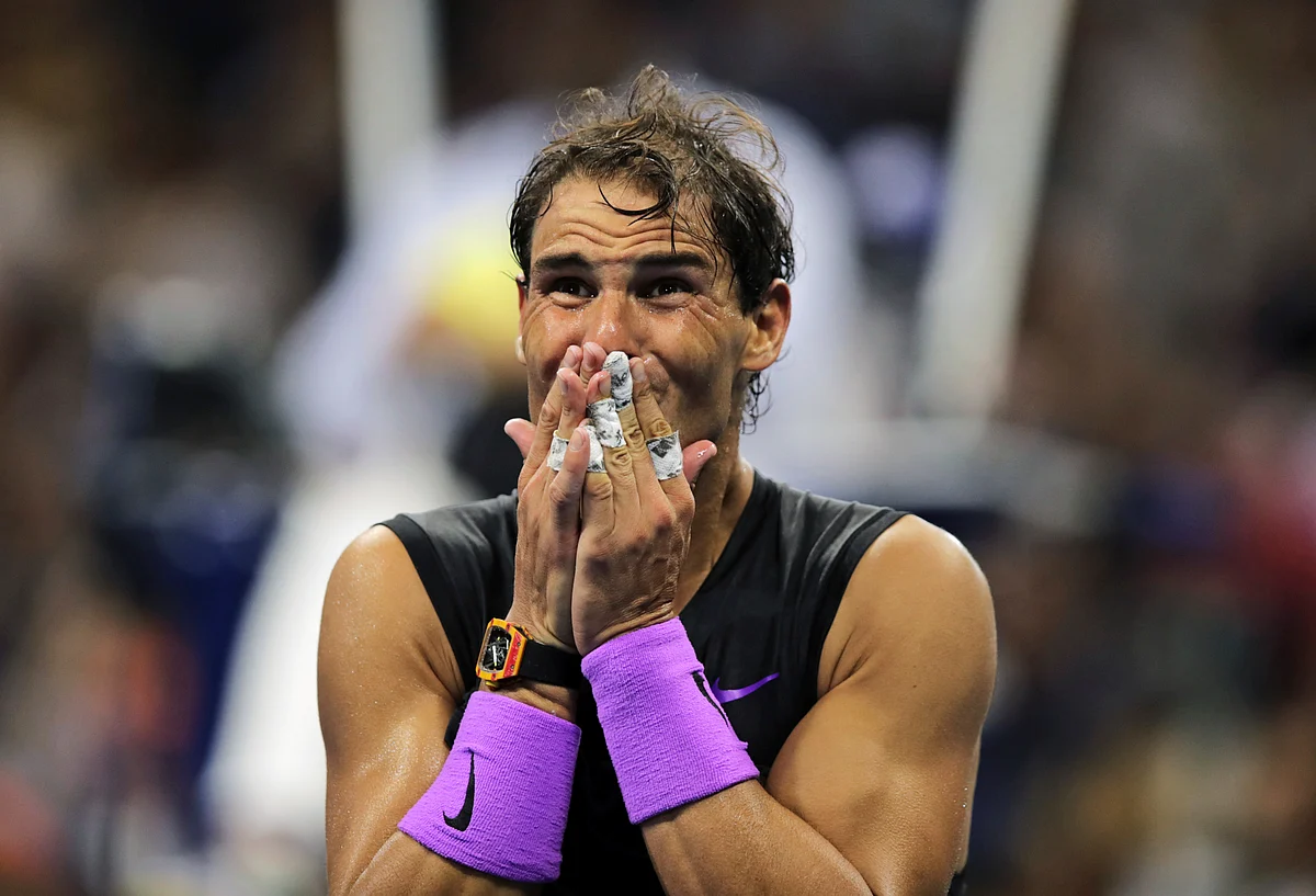 Rafael Nadal’s head was in his hands as he became emotional in the moments after his epic triumph.
