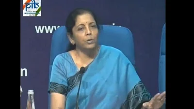 New Delhi: Union Finance and Corporate Affairs Minister Nirmala Sitharaman addresses a press conference at National Media Centre in New Delhi, on Sep 14, 2019. (Photo: IANS/PIB)