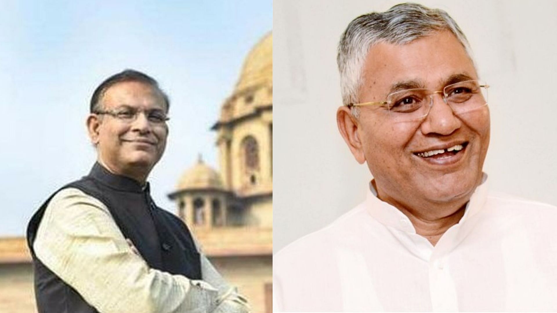 From left to right, BJP MPs Jayant Sinha and P P Choudhary, heads of the panels on finance and external affairs respectively. Previously this panel as headed by Congress MPs. 