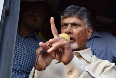 Srikakulam: Andhra Pradesh Chief Minister N. Chandrababu Naidu visits people affected by Titli - a very severe cyclonic storm; in Srikakulam, Andhra Pradesh on Oct 16, 2018. The cyclone triggered widespread rains in the Andhra and Odisha, uprooted trees, electricity poles, communication towers, damaged houses and crops and snapped electricity supply. (Photo: IANS)