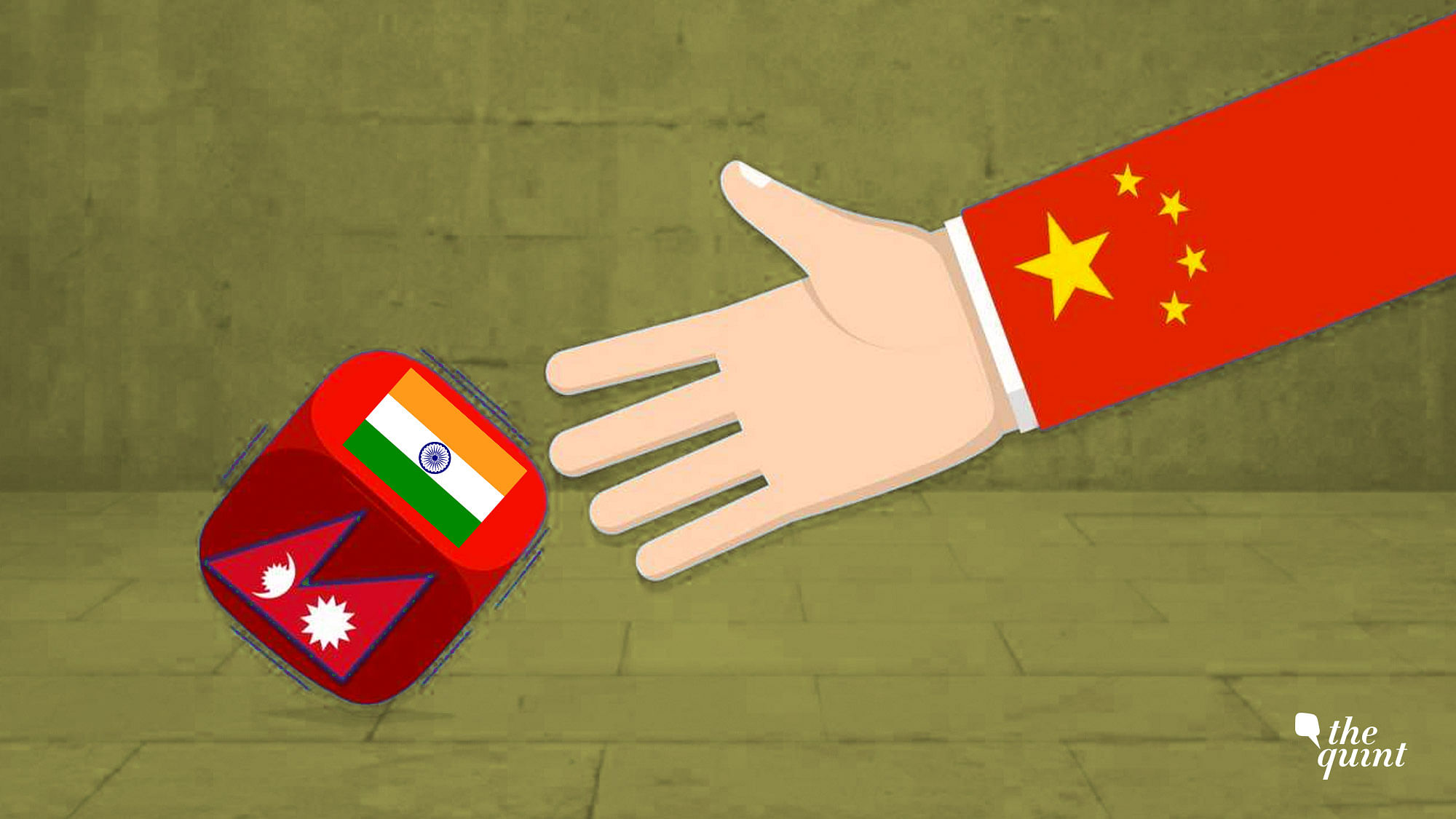 Image of Chinese flag (right), India and Nepal’s flags (on either sides of the dice), used for representational purposes.