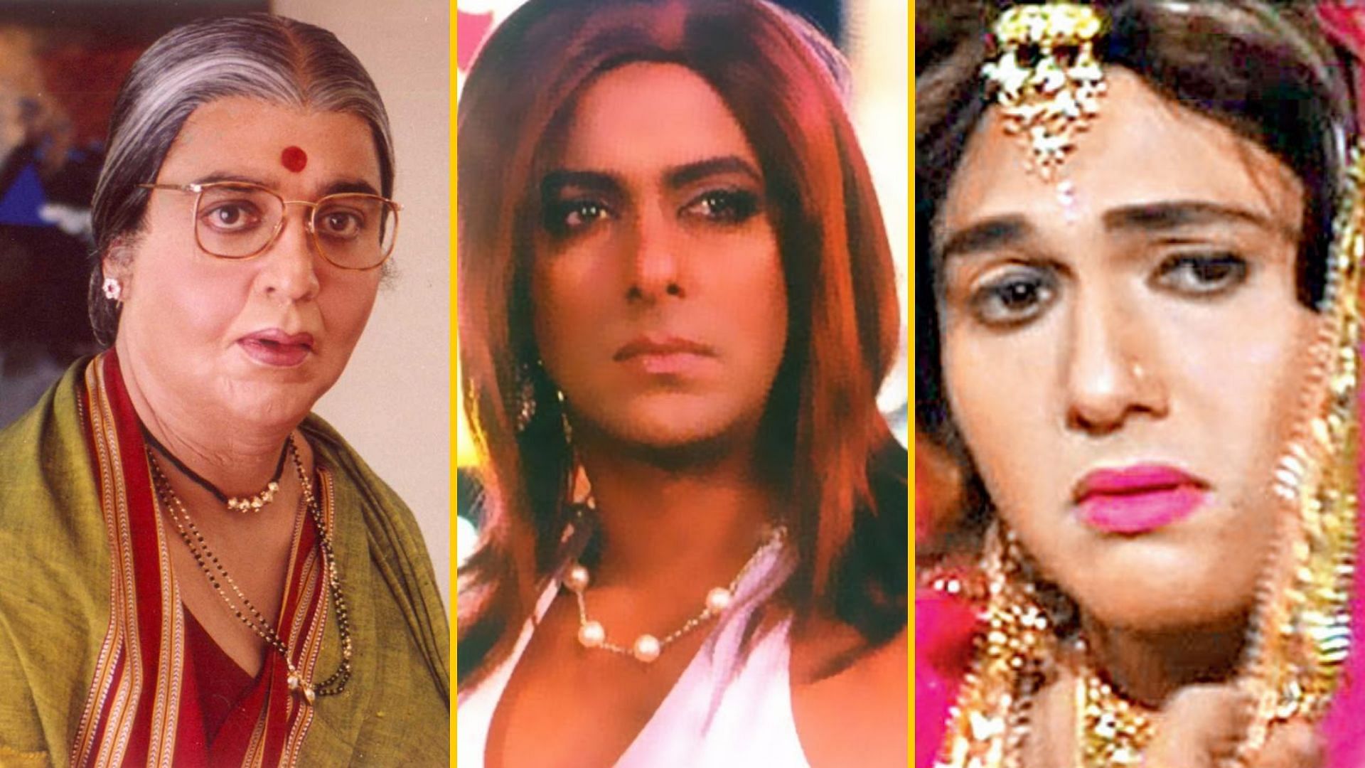 Kamal Hassan, Salman Khan and Govinda in their female avatars.