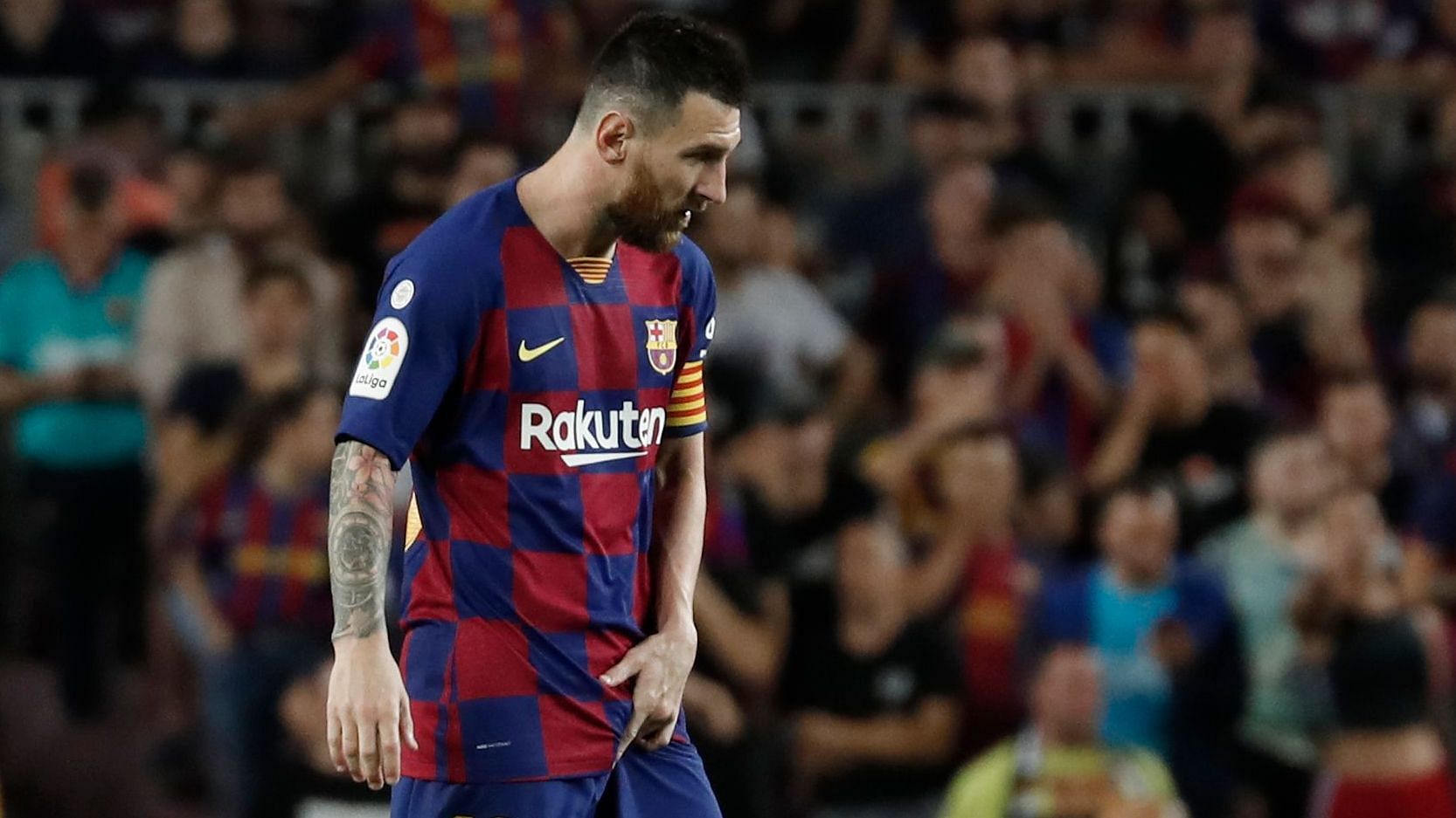 Lionel Messi had to be replaced at halftime of his first start after a long injury layoff.