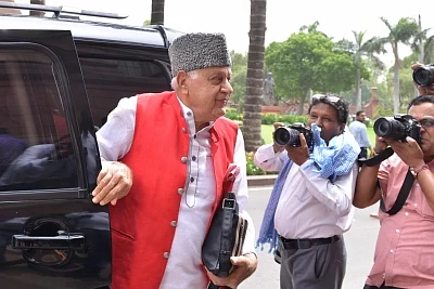 New Delhi: National Conference MP Farooq Abdullah arrives at Parliament, in New Delhi on July 10, 2019. (Photo: Partha Pratim Sarkar/IANS)
