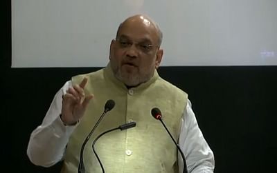 New Delhi: Union Home Minister Amit Shah addresses during the 49th Foundation Day celebrations of Bureau of Police Research and Development (BPR&D) in New Delhi, on Aug 28, 2019. (Photo: IANS/BJP)