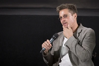 Mumbai: Actors Brad Pitt during a programme in Mumbai on May 24, 2017. (Photo: IANS)