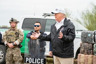 United States President Donald Trump is near the US-Mexico border in Texas on Jan. 10, 2019, during a visit to drum up support for his plans for a border wall to stop illegal immigrants and smugglers. The Democrats in Congress have refused to fund the wall in the budget. (Photo: White House/IANS)