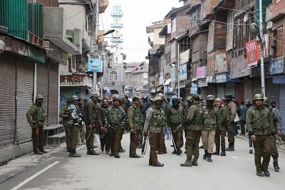 Srinagar: Security beefed up in Srinagar after Indian Air Force (IAF) jets hit the biggest training camp of the Jaish-e-Mohammed (JeM) group in Pakistan, eliminating a very large number of terrorists and their trainers on Feb 26, 2019. (Photo: IANS)